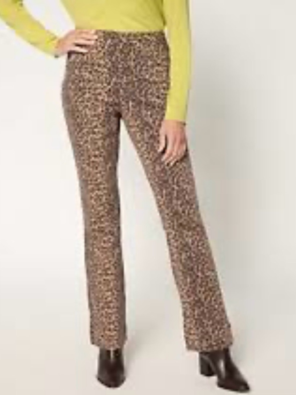 Belle by Kim Gravel Leopard-Print Boot Cut Pants - Brown